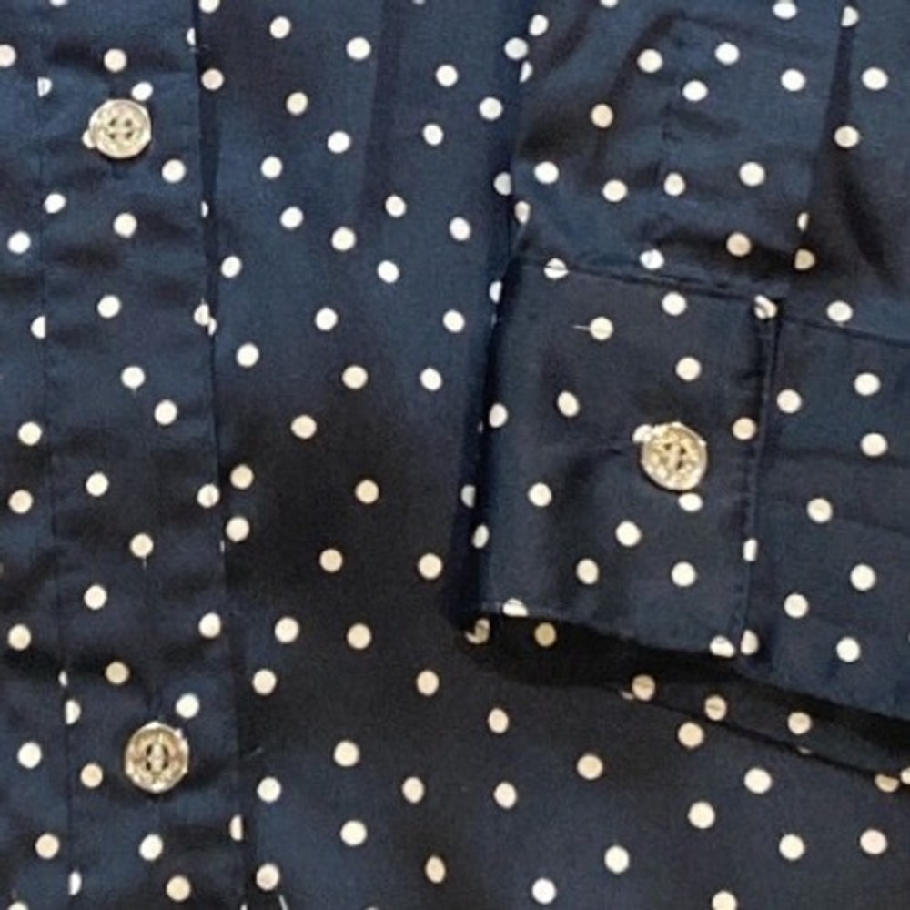 Calvin Klein Blouse XL Navy Polka Dot  Women's Classic Silky Stretch Top Office‎ - Picture 11 of 13